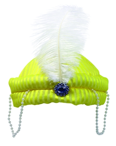 Desert Prince Genie Hat Yellow Gold + Feather