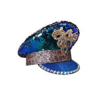 Sequin Aqua blue/ Green Festival hat