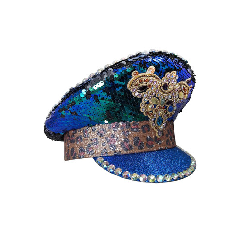 Sequin Aqua blue/ Green Festival hat