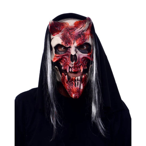 Whispers, Bloody Bone Monster Latex Face Mask with Attached Hood