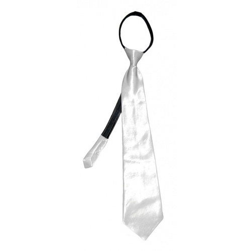 Satin Gangster Tie - [Colour:White]