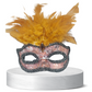 Orange mask with feathers