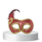 Red and Gold masquerade mask with side feather