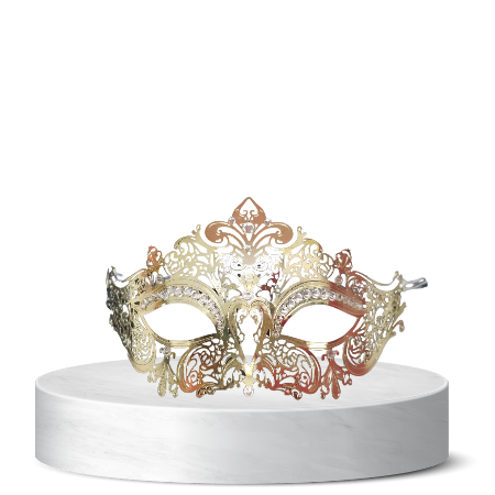 Gold metal ornate masquerade mask