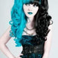 Suicide Girl Black & Aqua Wig with Detachable Clip Ponytails