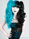 Suicide Girl Black & Aqua Wig with Detachable Clip Ponytails