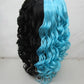 Suicide Girl Black & Aqua Wig with Detachable Clip Ponytails