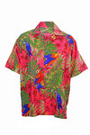 Hawaiian shirt pink w/birds and palms