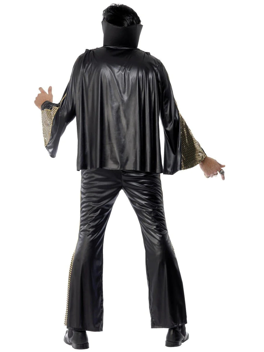 ELVIS PRESLEY LICENCED BLACK / GOLD JUMPSUIT COSTUME