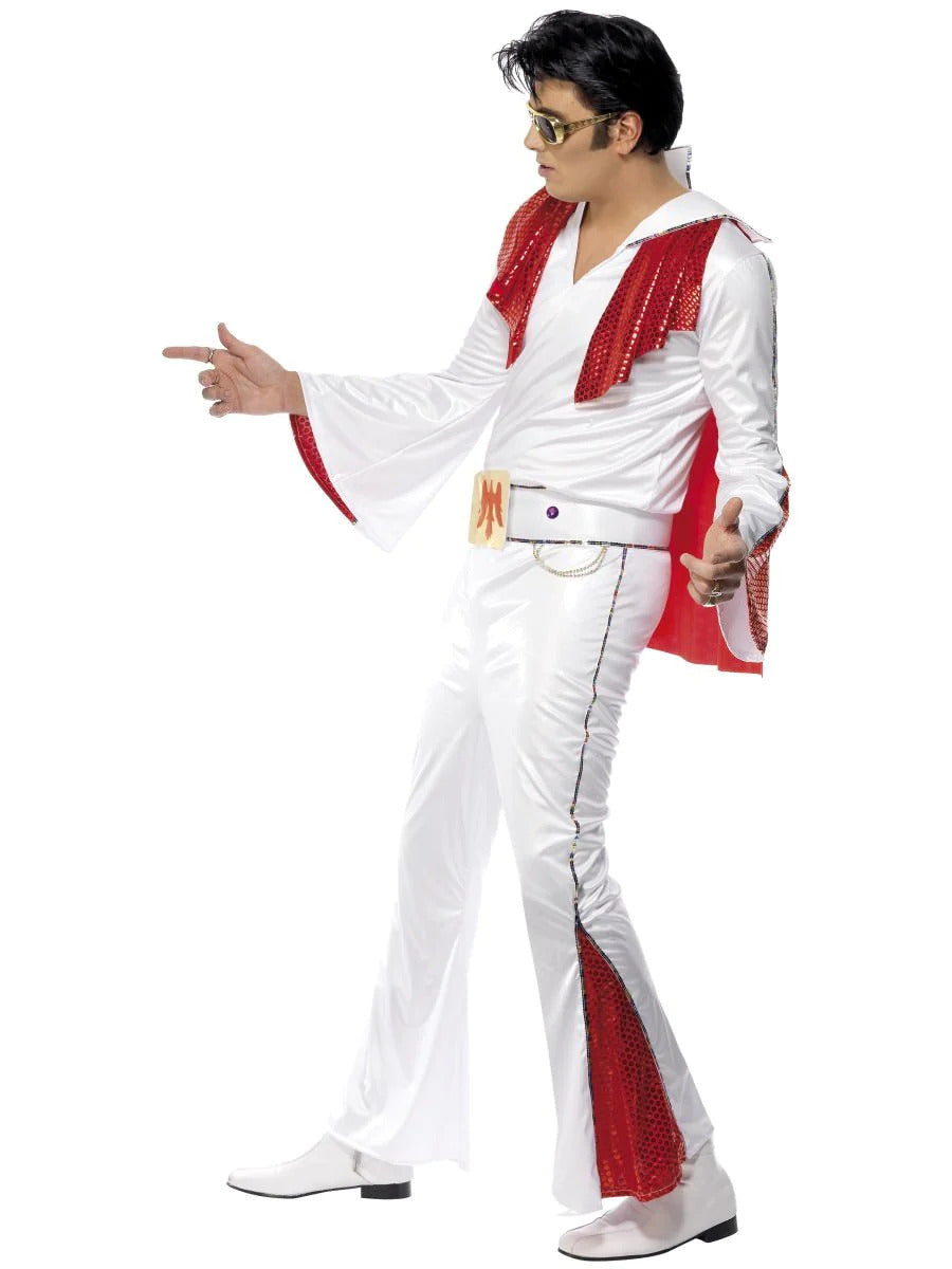 ELVIS PRESLEY LICENCED WHITE / RED JUMPSUIT COSTUME