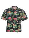 Hawaiian shirt black with flamingos