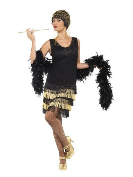 1920s Fringed Flapper Gold and black