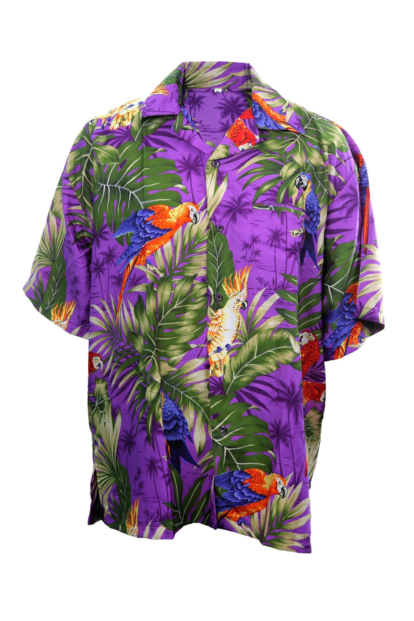 Hawaiian shirts purple parrot print