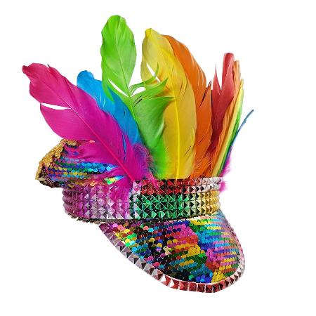 Rainbow Festival Feather hat