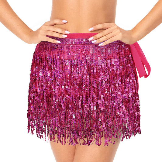 HOT PINK WRAP AROUND SEQUIN SKIRT