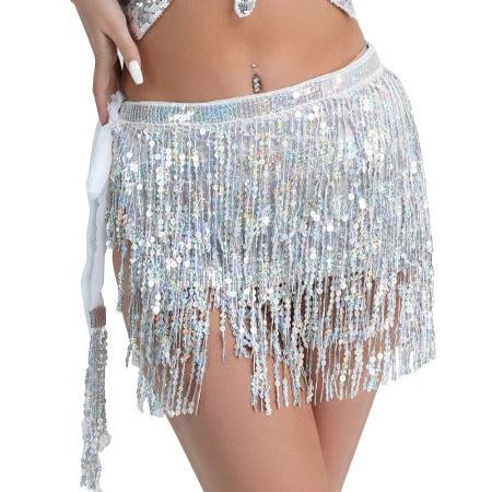 SILVER WRAP AROUND SEQUIN SKIRT