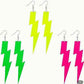 70-80s Neon lightning bolt earrings various colours