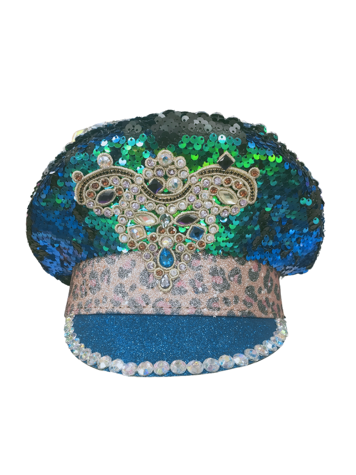 Sequin Aqua blue/ Green Festival hat