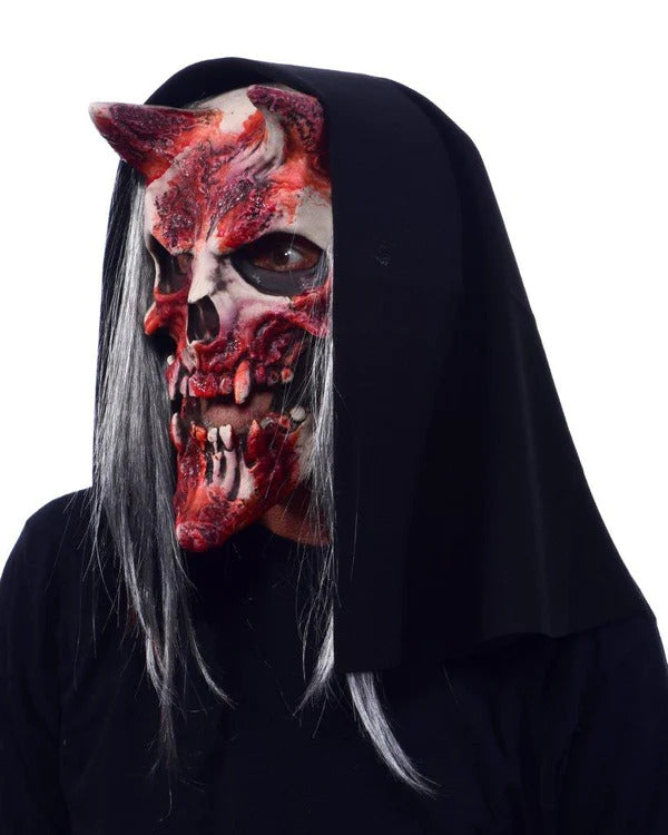 Whispers, Bloody Bone Monster Latex Face Mask with Attached Hood