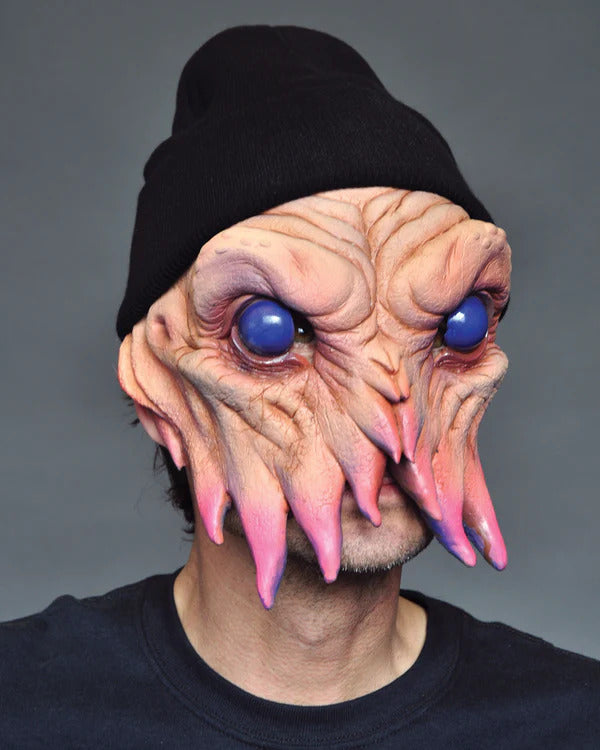 Squiddles, Latex Face Half Mask with Attached Knit Cap