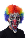 Dastardly, Evil Clown Mask with Attached Rainbow Afro Wig