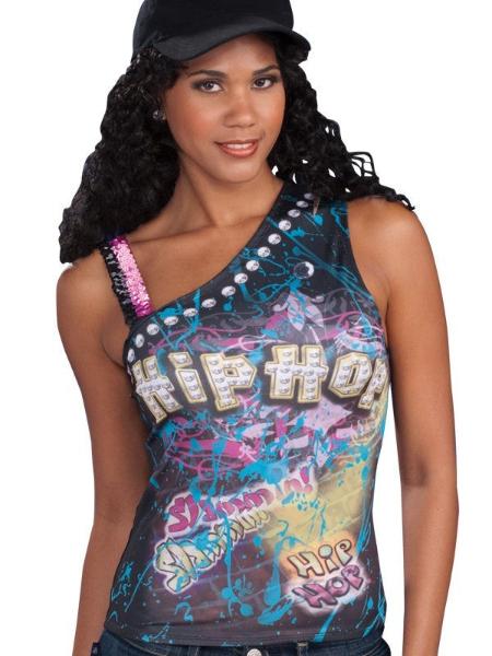 Hip Hop Graffiti One Shoulder Top