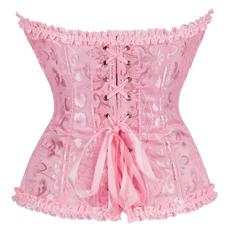 Pink Jacquard corset with front zip