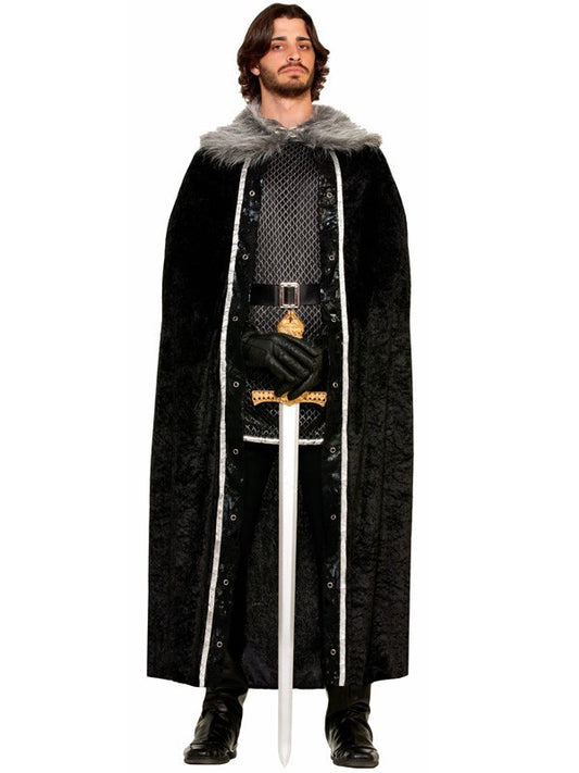 Faux Fur Trimmed Black Cape Adult