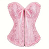 Pink Jacquard corset with front zip