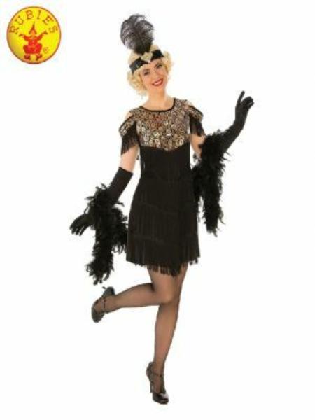 GOLD/BLACK FLAPPER COSTUME, ADULT