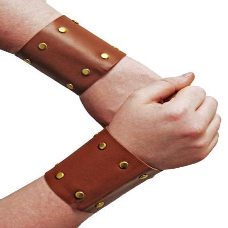 Roman Gladiator Leather Look Wristbands - 2 Pk