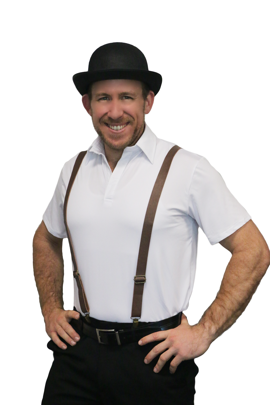 Leather Look Suspenders/Braces Brown