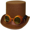 Steampunk Brown Top Hat with Gold Goggles