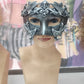 Silver Versace style ornate masquerade mask