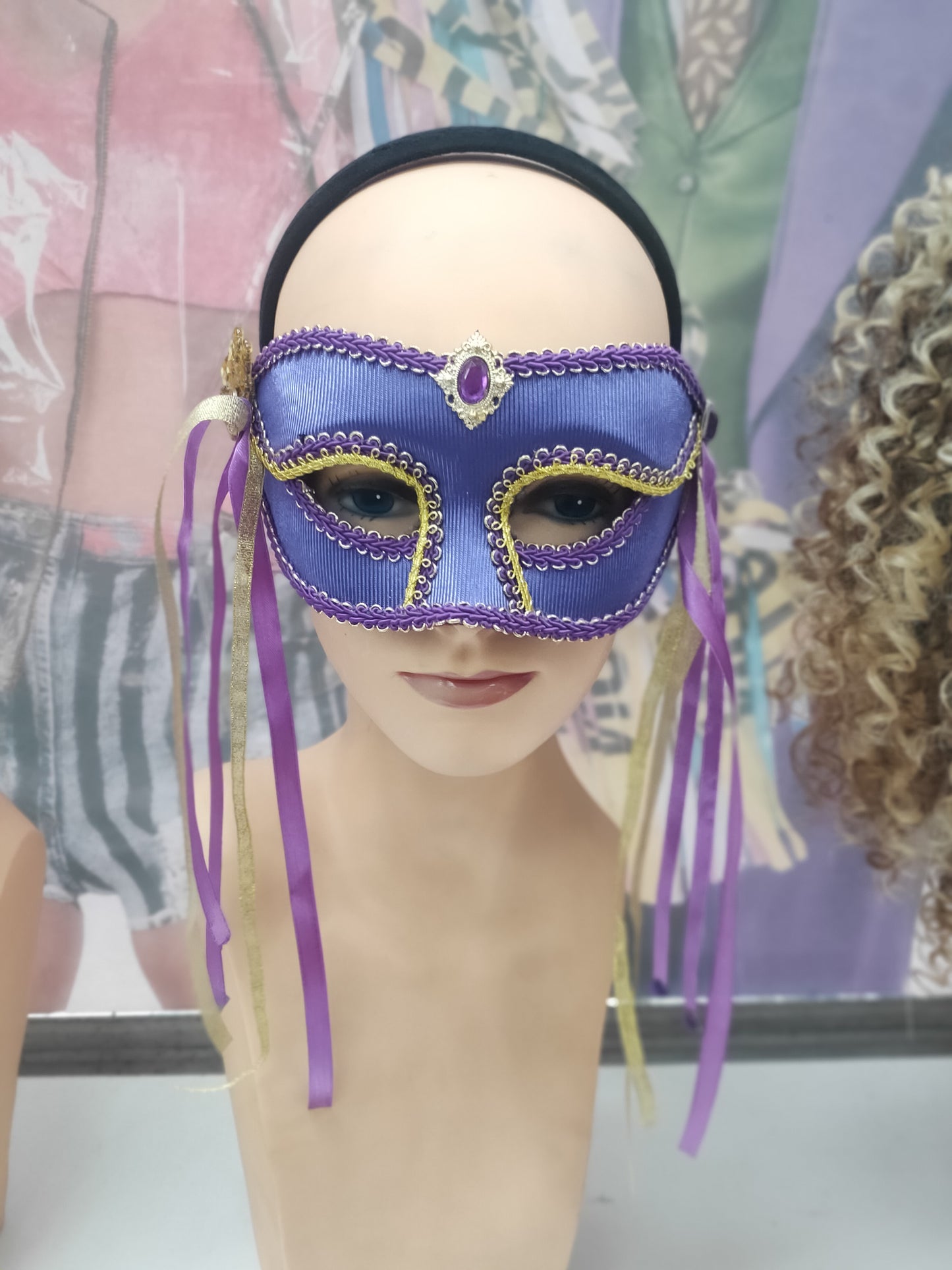 Purple / Gold masquerade mask with headband