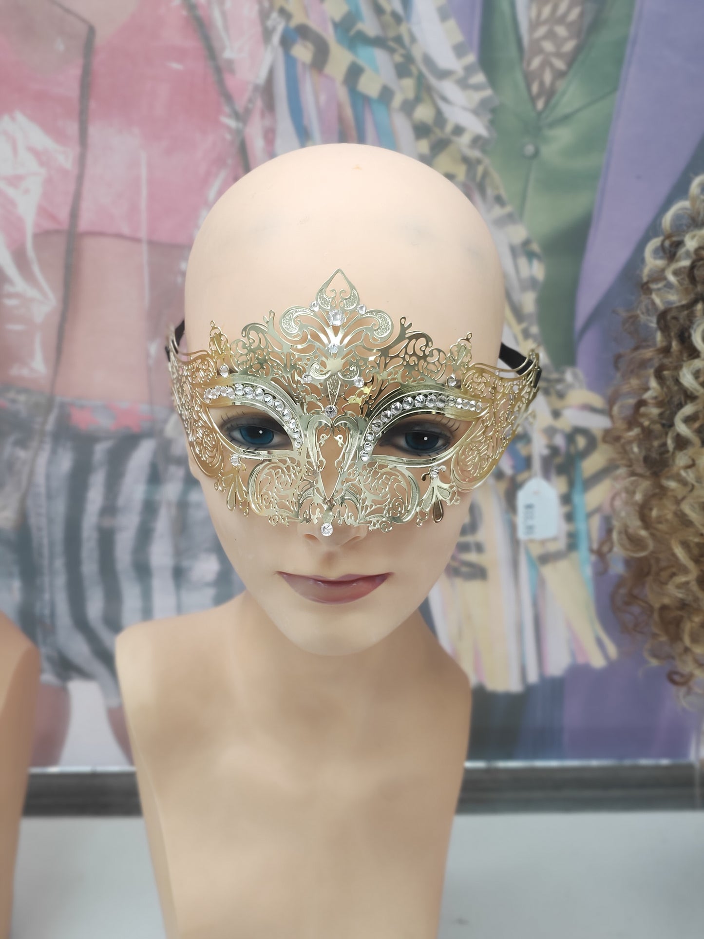 Gold metal ornate masquerade mask