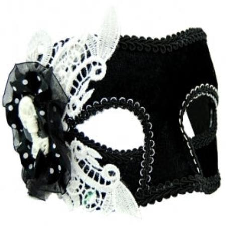 Lacy Black & White Masquerade Mask Glasses Style