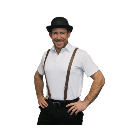 Leather Look Suspenders/Braces Brown