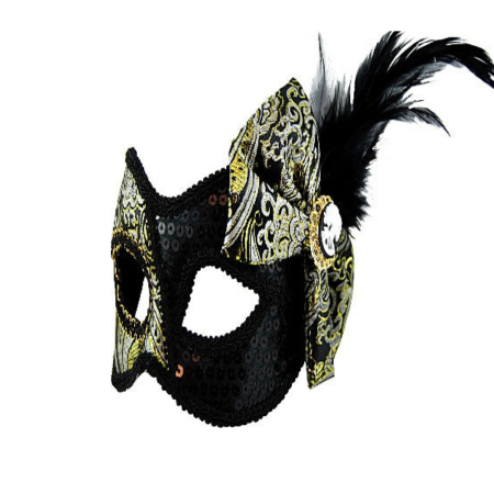 Black & Brocade Masquerade Mask Glasses Style