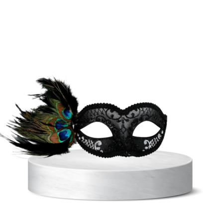 Black and Silver peacock feather masquerade