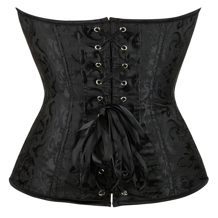 Black Jacquard corset with front zip