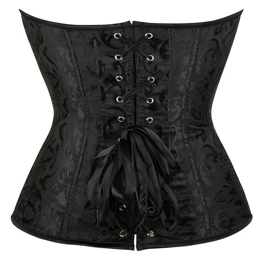 Black Jacquard corset with front zip