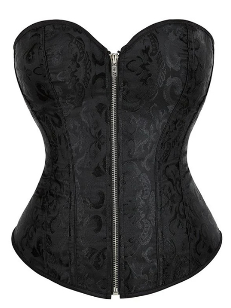 Black Jacquard corset with front zip