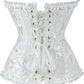 White Jacquard corset with front zip bust frills