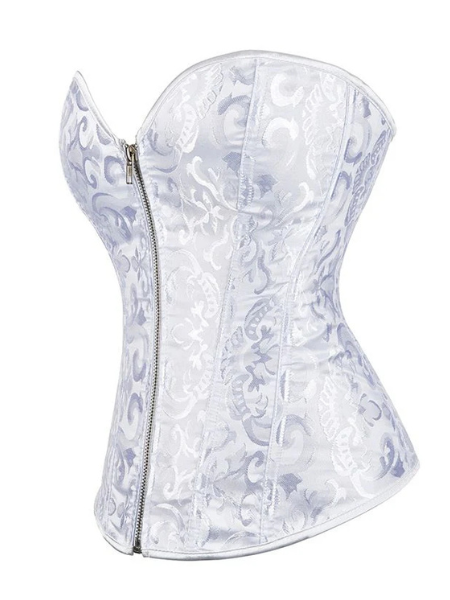 White Jacquard corset with front zip