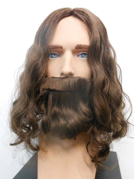 Jesus Character Brown Wavy Wig + Beard