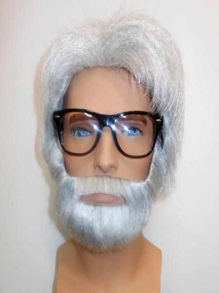 Old Man Grey Wig Beard Glasses