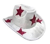 Silver or Pink Star white Cowboy hat