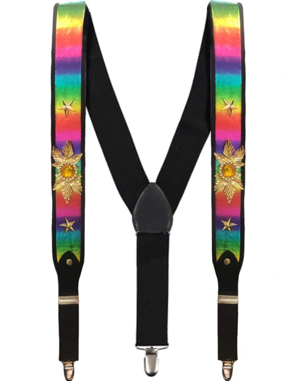 Neon Rainbow Stretch Braces/Suspenders