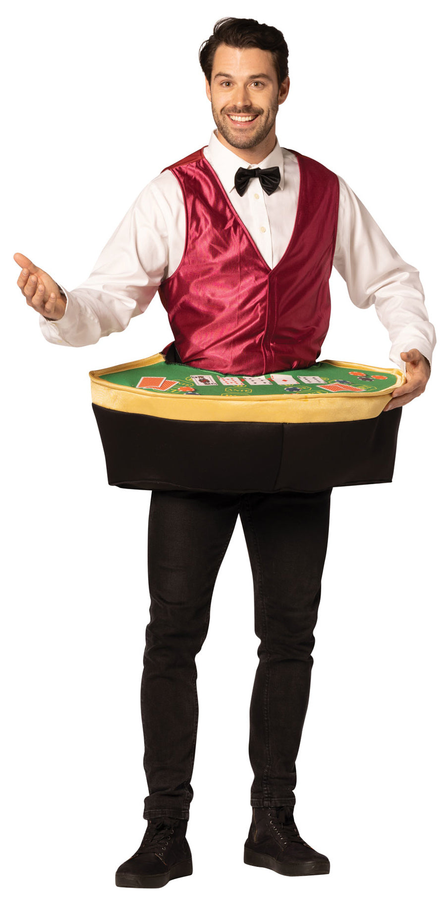 Poker dealer with table costume